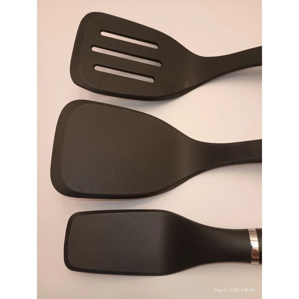 KitchenAid 3-Piece Black Utensil Set: Slotted Turner, Spatula, and Scraper